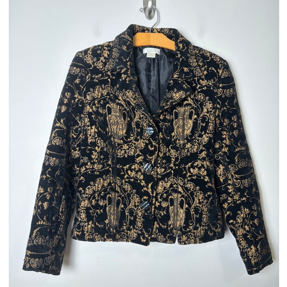 Christopher & Banks Womens Tapestry Blazer M Gothic Maximalist Brocade Academia